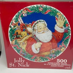 Santa Holly St Nick 500 piece interlocking jigsaw holiday puzzle new